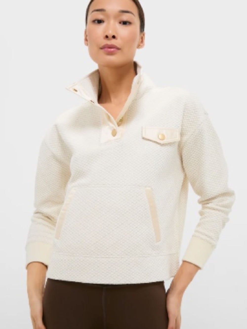 NWT Tuckernuck Sport Cream Snap Neck Brooke Pullover